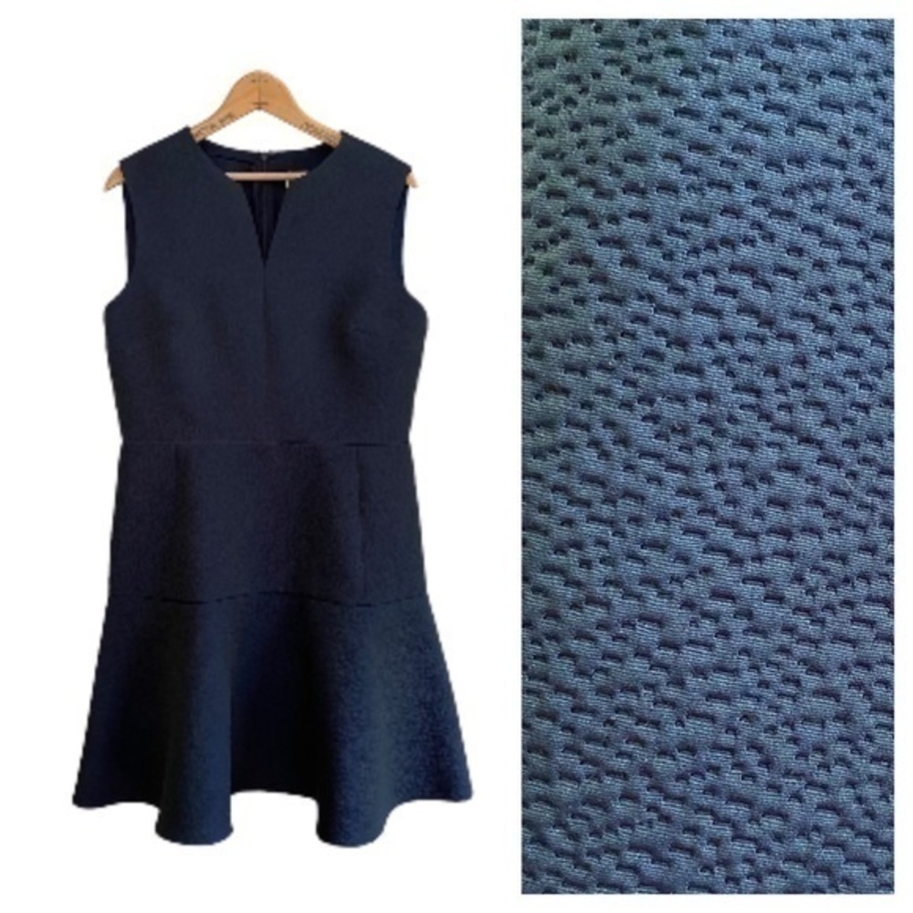 Charlotte Brody Blue Green Iridescent Pebbled Sleeveless Drop Waist Dress 10
